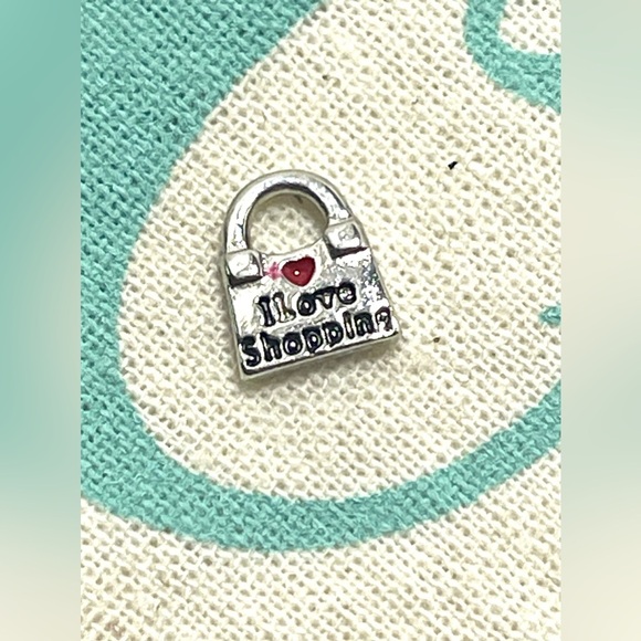 Origami Owl Living Lockets Retired and HTF "I Love Shopping" Bag Floating Charm - Picture 1 of 2
